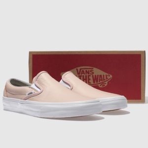 VANS 🛹 pink leather slip ons 6 womens